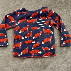 Baby Boden Navy and Red Fox Long Sleeve Tee
